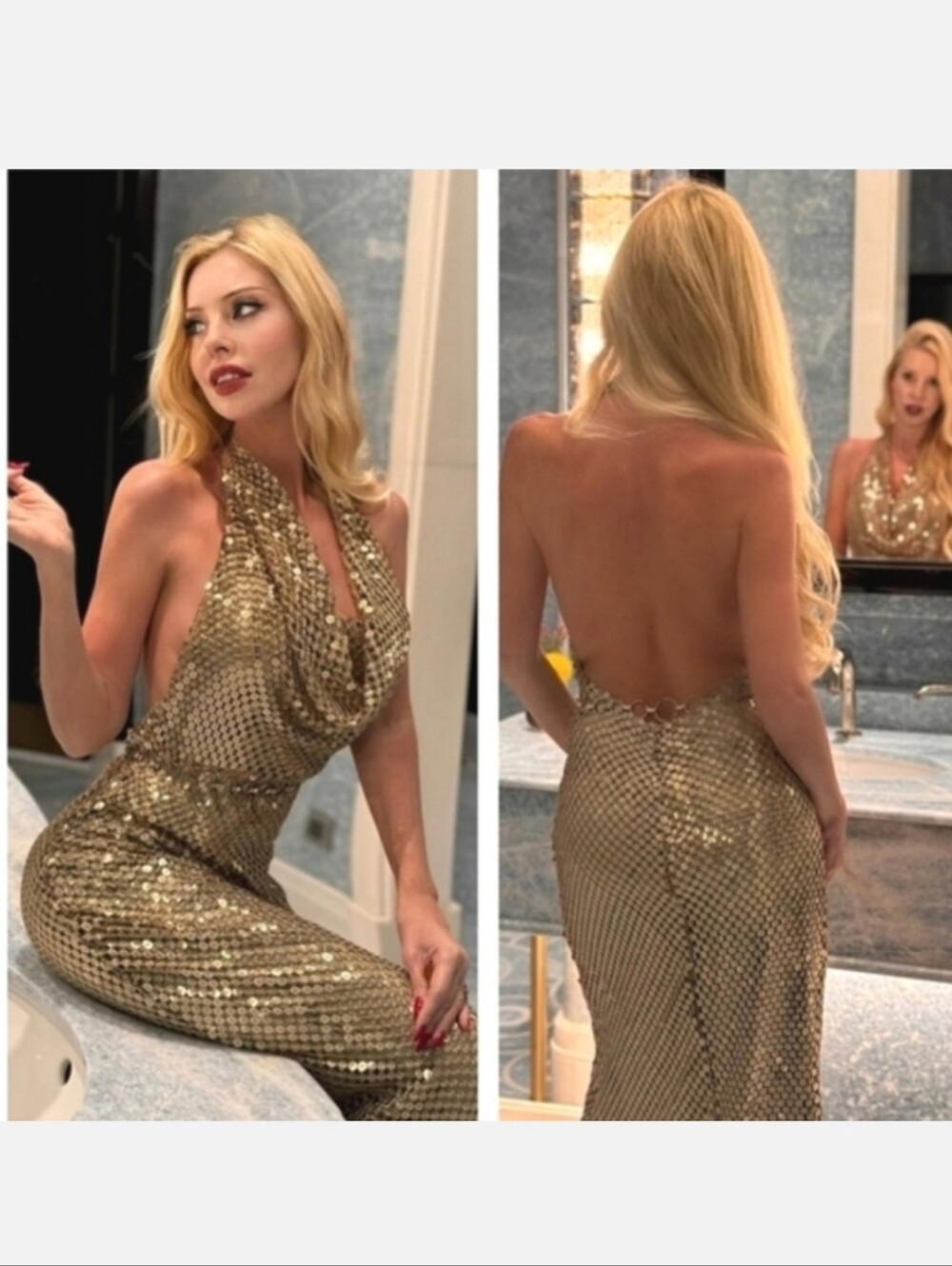 Zara GOLD MESH SLIP DRESS Size M - Picture 3 of 16